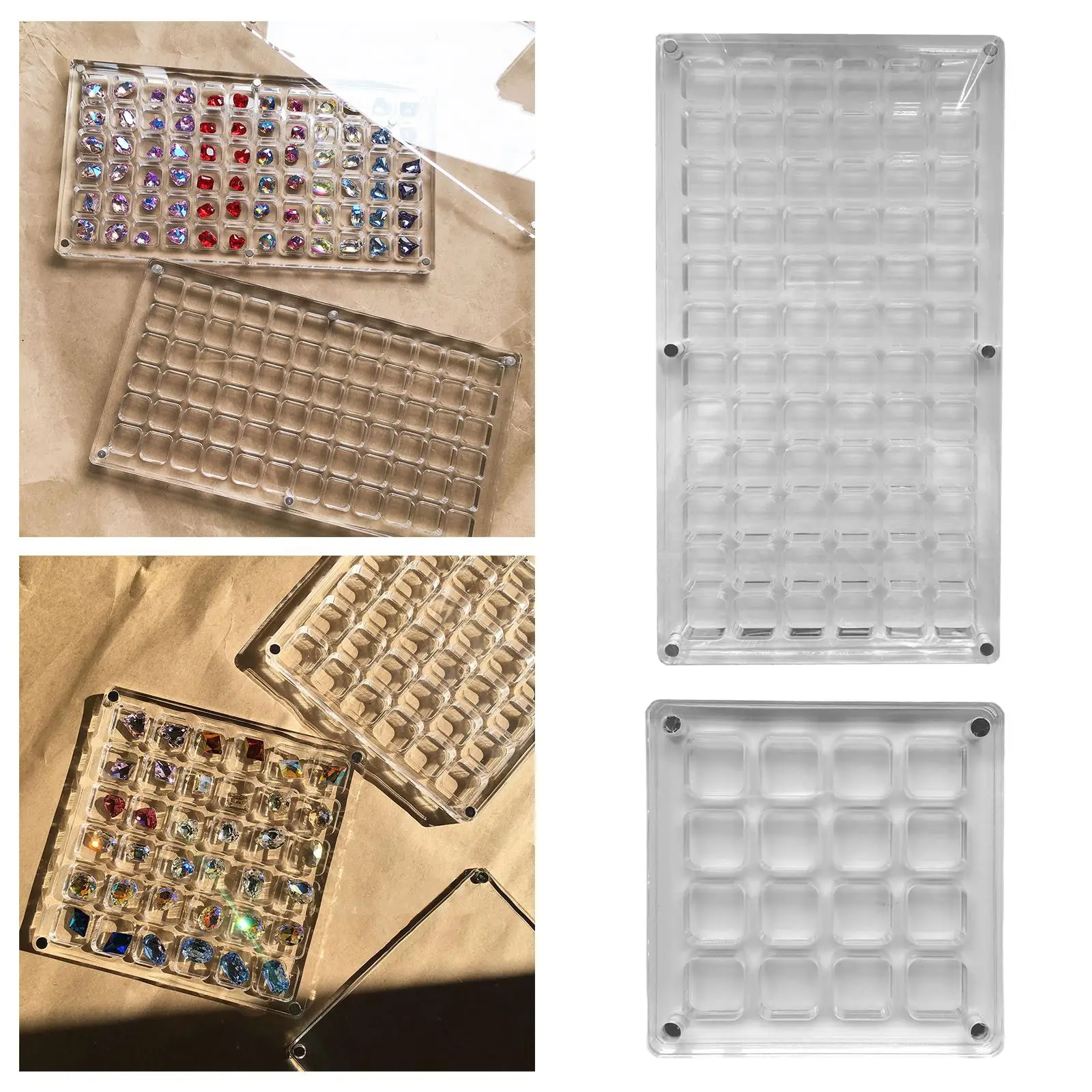 Nail Charms Storage Box Portable Cosmetic Case Square Decoration Plastic Organizer Box for Nail Art Rings Jewelry Camping Bead
