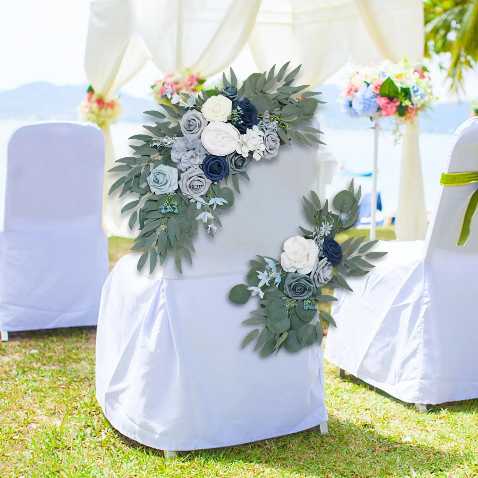 2x Wedding Arch Flower Swag Green Leaves Garland for Wedding Car Decorative