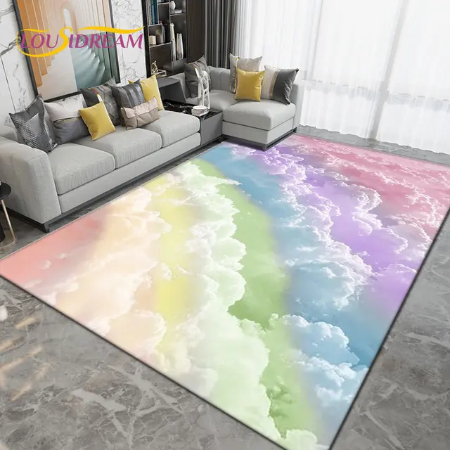 Tapis couleur arc-en-ciel DNomatic, large, pour salon, chambre à coucher,  canapé, décoration de portes, polymères de sol non ald - AliExpress