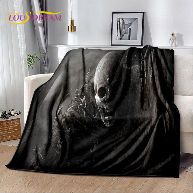 Gothic Horror Female Skull cheapest Dead Girl Fleece Blanket