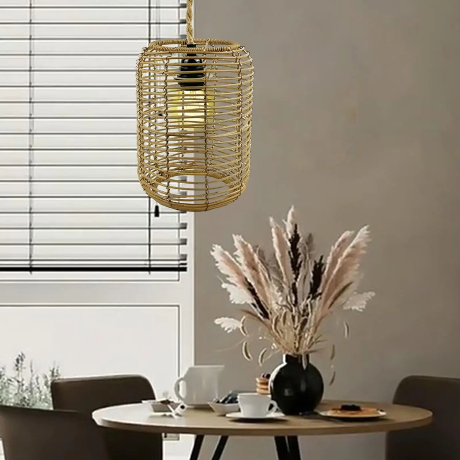 Imitation Rattan Woven Lampshade Practical Pendant Lampshade Handmade for Living Room