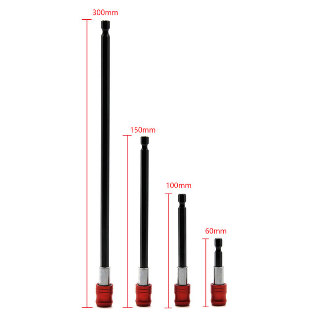 3 Prolunghe Magnetiche Esagonali 1/4" - 60mm, 100mm, 150mm Per Trapani E Cacciaviti, Quick Release - Foto 2