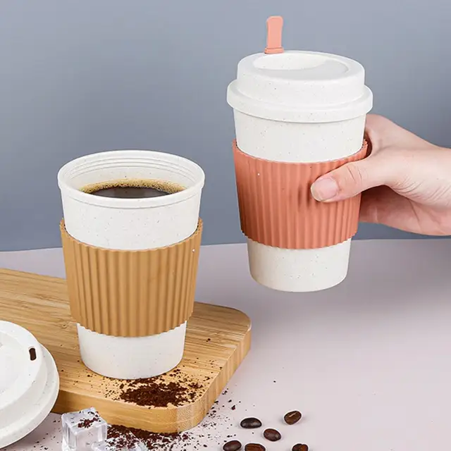 480ml Milk Cup Large Capacity Leakproof Anti-slip Coffee Mug with  Dust-proof Lid