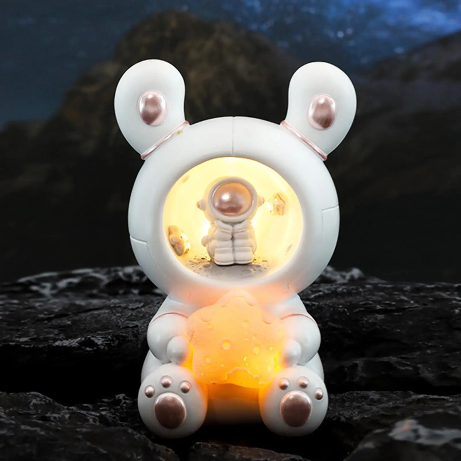 Cute LED Night Light Lamp Battery Operated Rabbit Statue Room