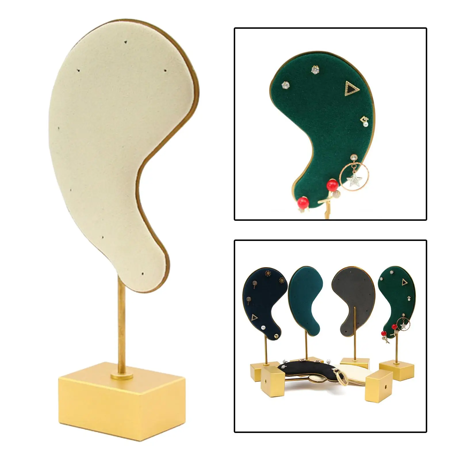 Fashion Earring Display Stand Multi-color Microfiber Earring Holder Ear-shaped Ear Clip Stud Jewelry Display Organizer Stand