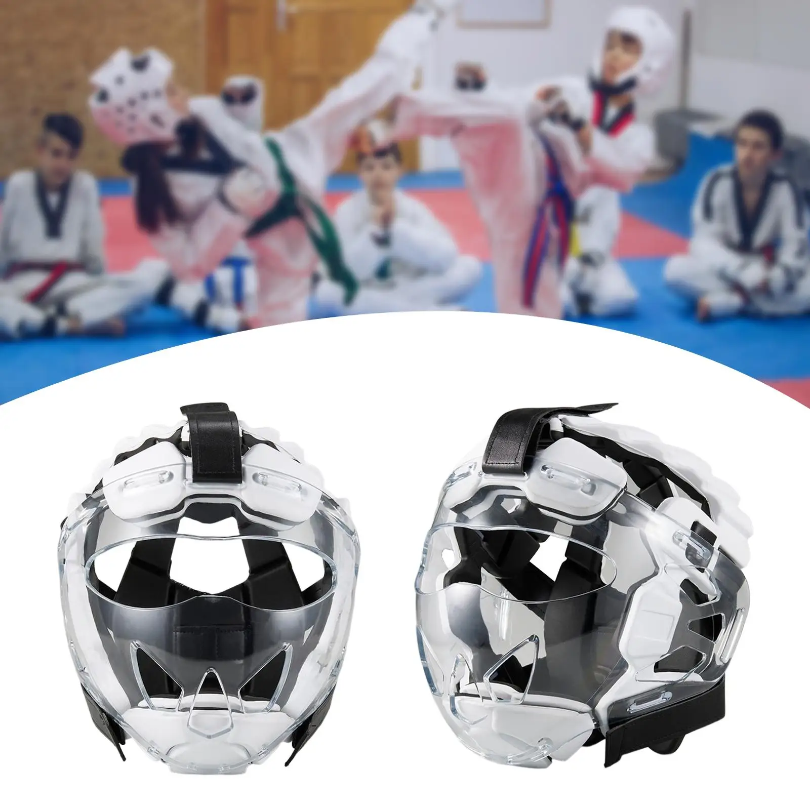 Karate Headgear Cap Protective Breathable Boxing Helmet Face Shield Head Guard