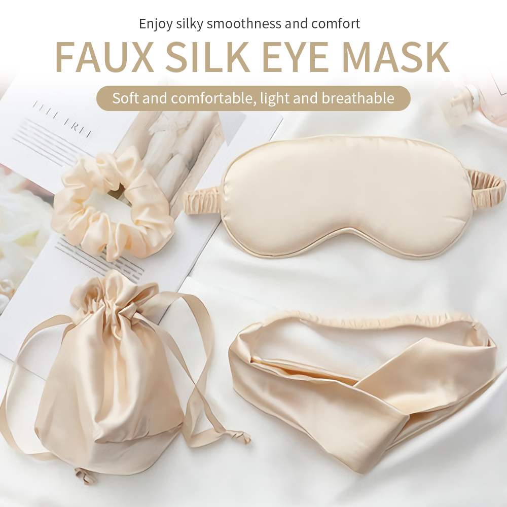 Best of Faux Silk Sleep Eye Mask Four-piece Suit Soft And Skin-friendly Light Proof Eye Cover Rest Travel Nap To Sleep Better For Women Reviews & Tips