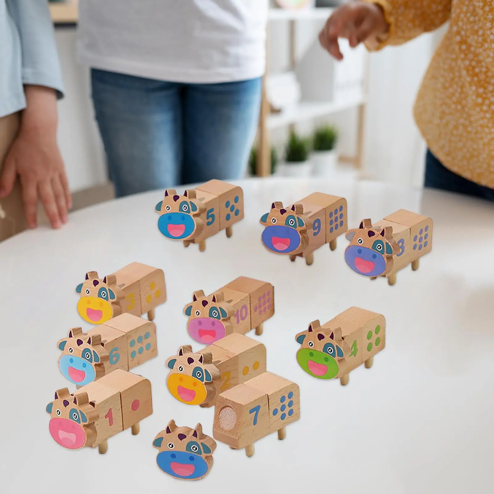 10Pcs Wooden Sorting Stacking Block Montessori Toys Shape Color Recognition Blocks for Age 4 5 Boys Unisex Birthday Gifts