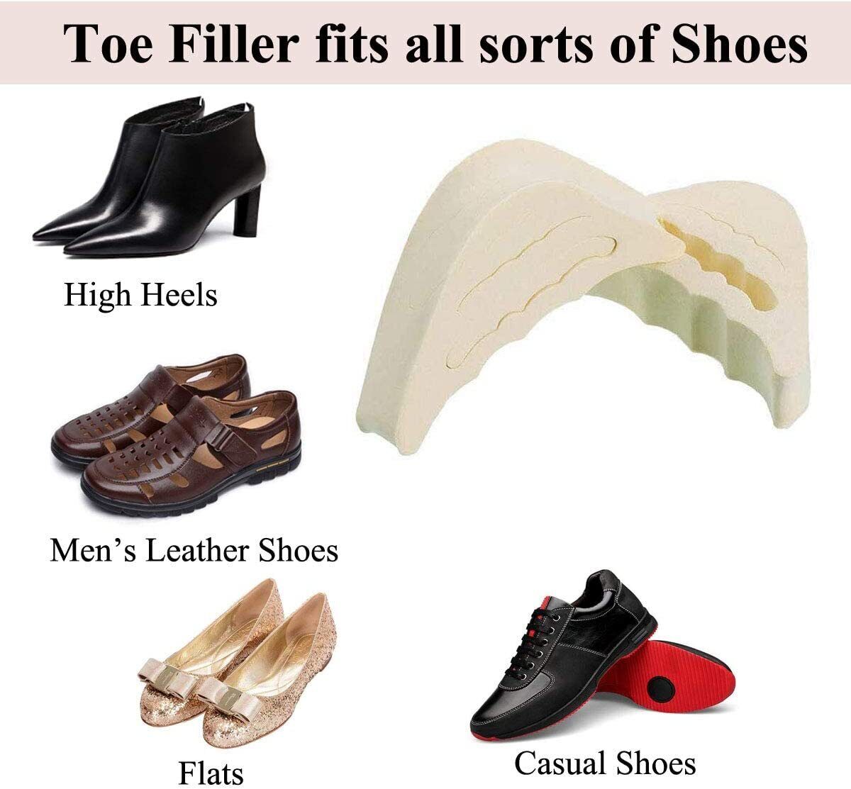 4Pair=8pcs Forefoot Insert Pads for Women High Heels Toe Plug Half Sponge Shoes Cushion Feet Filler Insoles Anti-Pain Pads