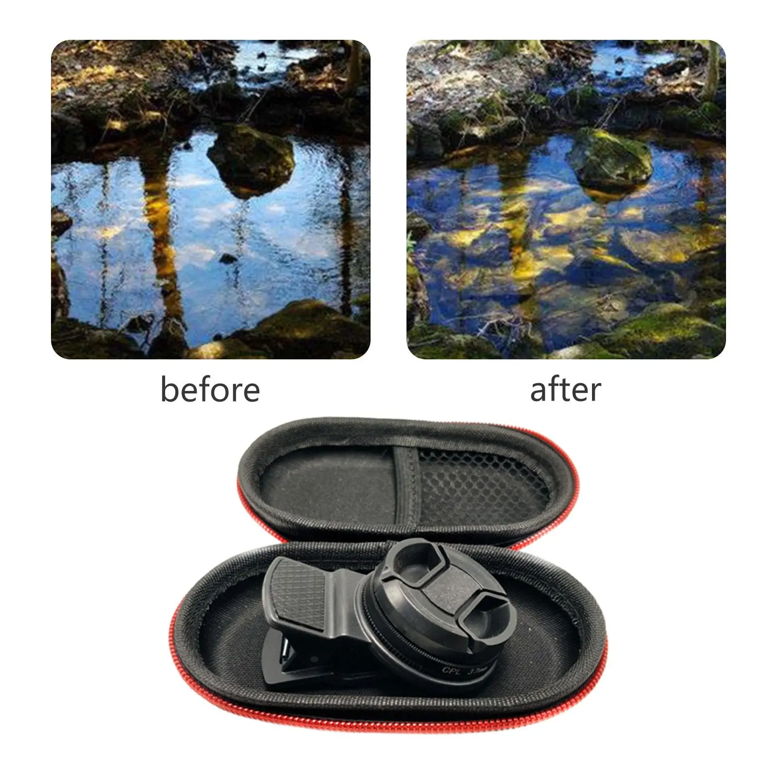 37mm CPL Phone Camera Lens, CPL Polarizing Filter Lens Accessories, Universal Polarized Smartphones Camera Lens, with Bag