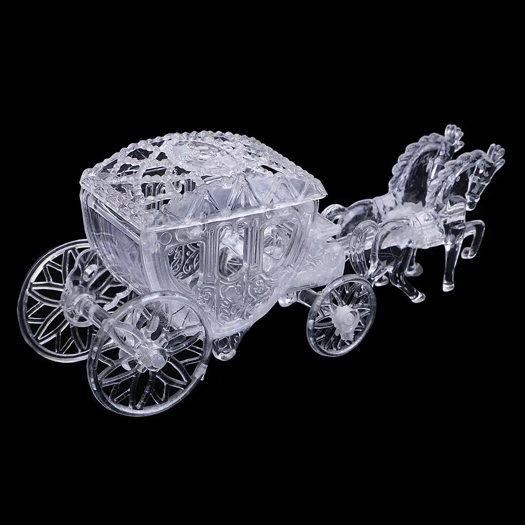 12Pcs Creative Clear Carriage Shape Candy Favor Box, Wedding Party Christmas Party 