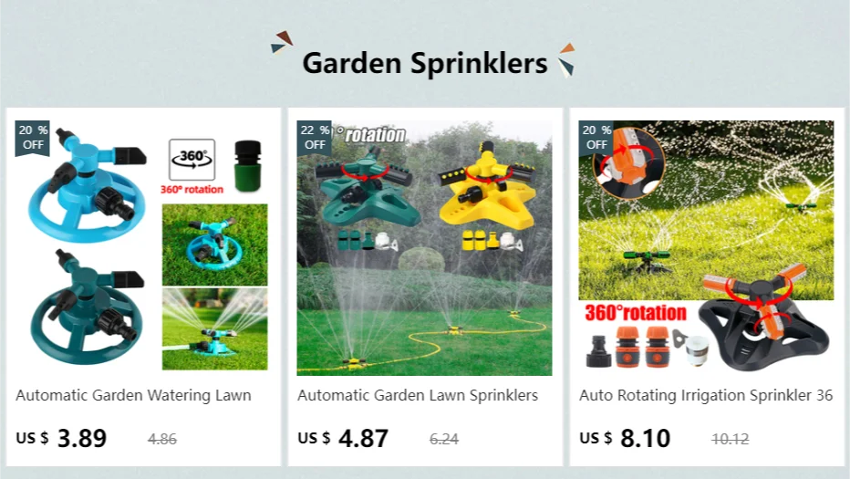 Automatic Garden Watering Lawn Sprinklers 360 Rotating Degree Grass Plants Irrigation System with Nozzle for Home Yard
