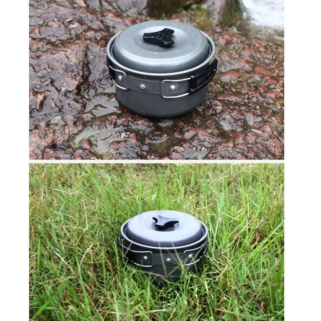 Foldable Cooking Pot Cookware Cooking Utensils Pan for Outdoor Camping Picnic