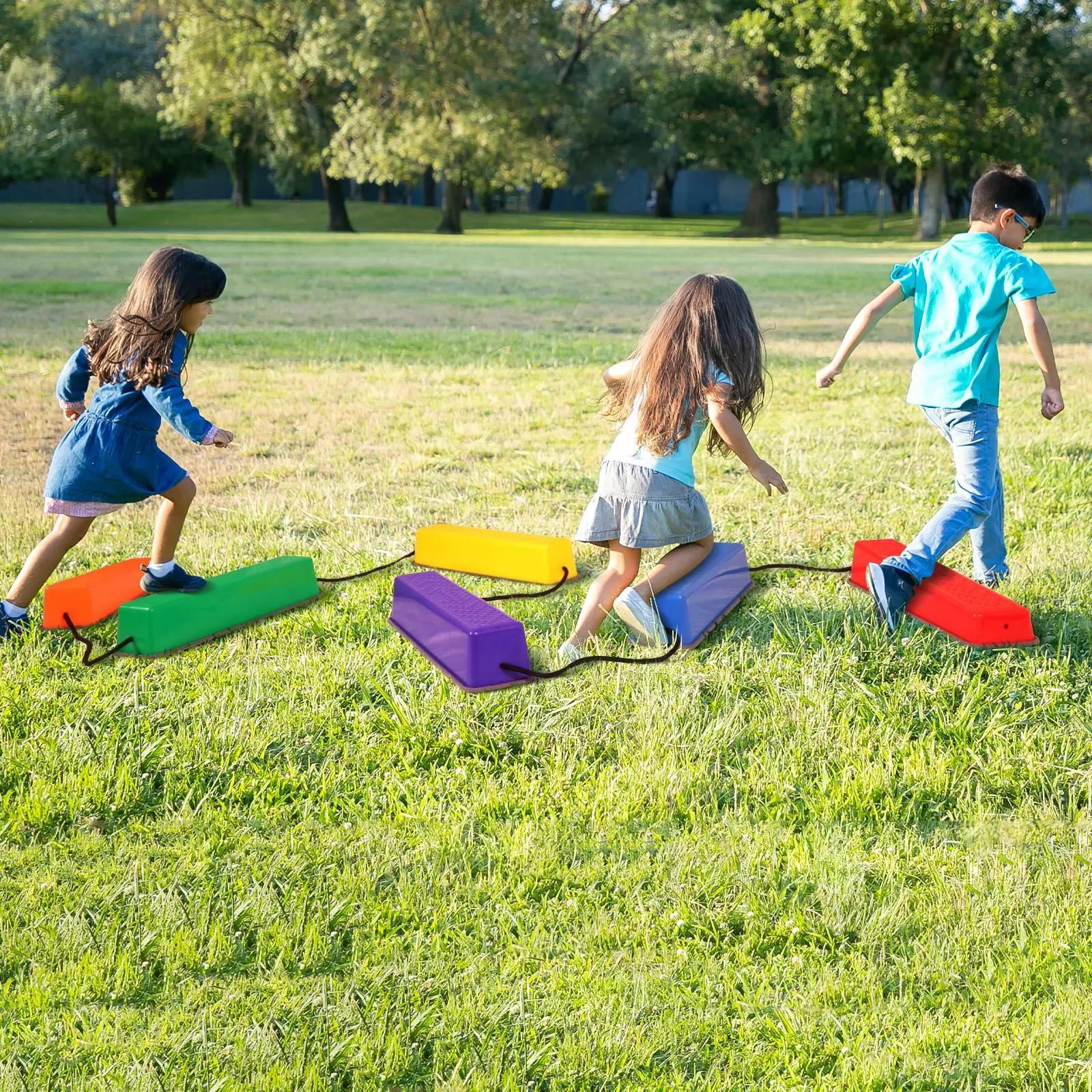 6x Stepping Stones Toys Nonslip Step A Rail Backyard Obstacle Course for Ages 3 Years and up Kids Birthday Gifts