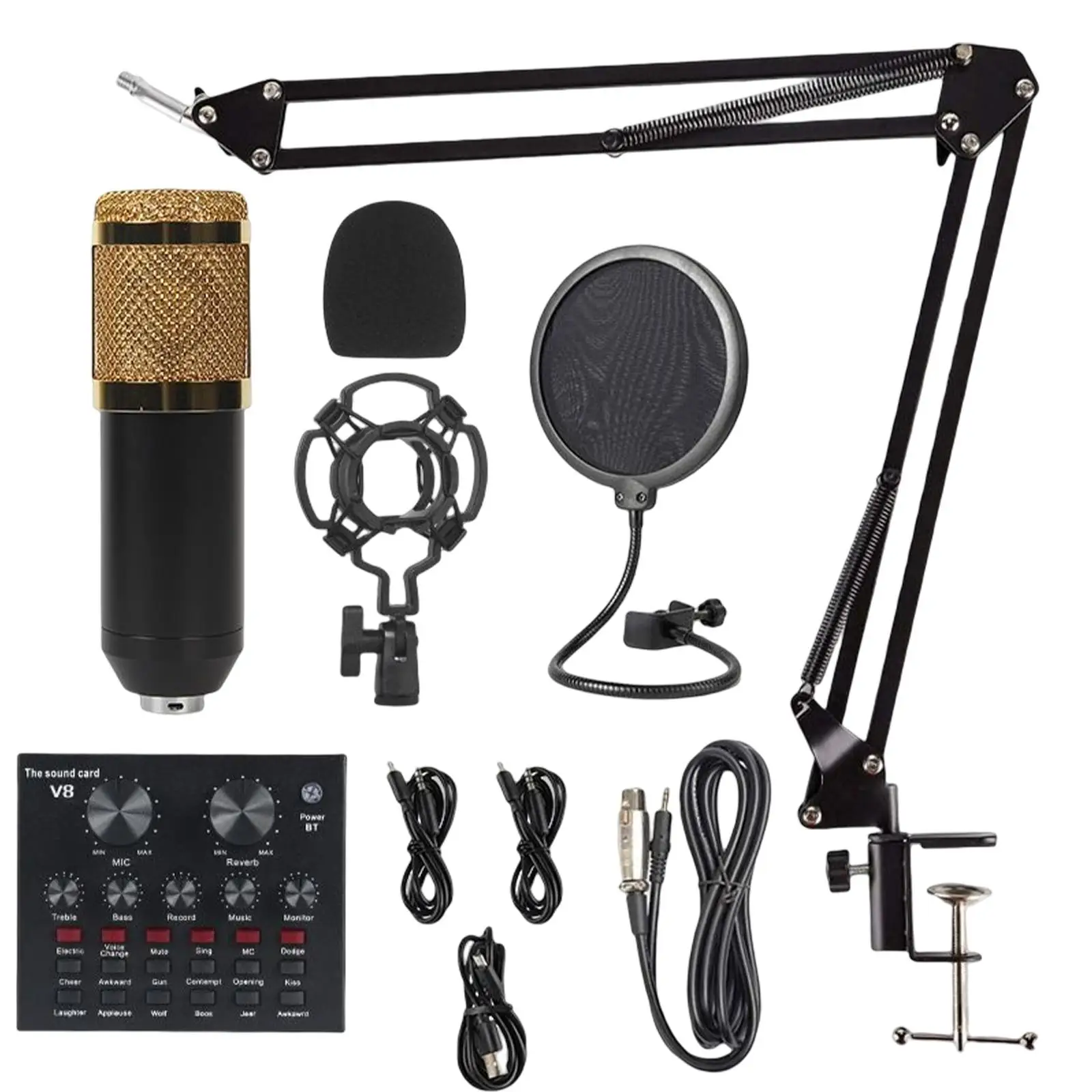 V8 Sound Card Recording Studio Equipment Audio Interface Mixer for Laptop Computer Broadcasting Chat On Live Sing Calling