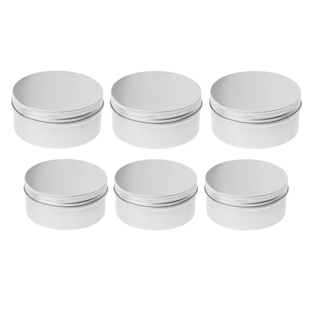 200 ml 250ml Aluminum Round Lip Tin Storage Jar Screw Cap for Lip, Cosmetic, Candles( Pack of 6 )