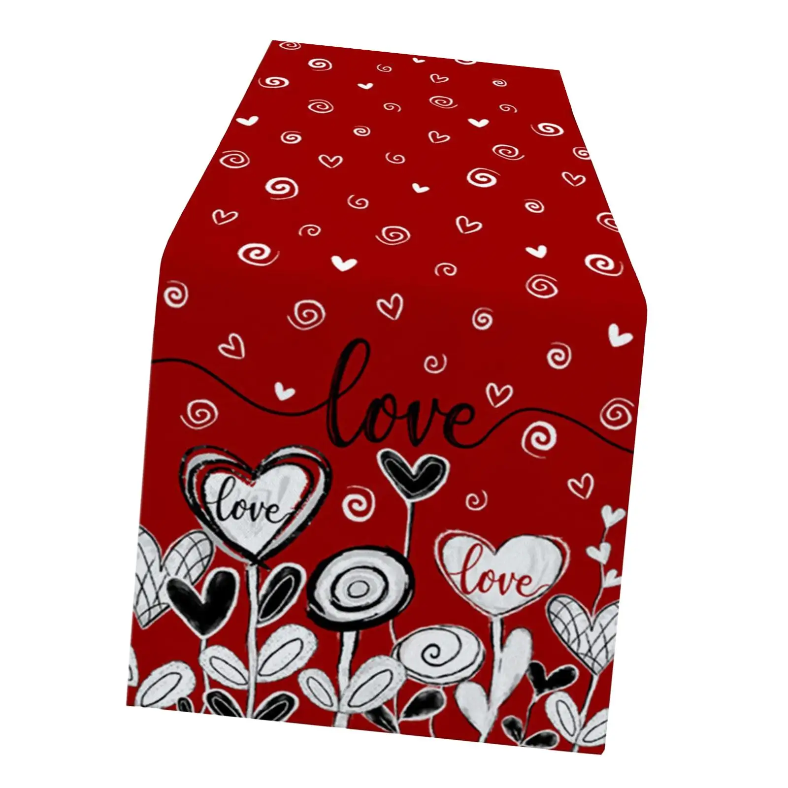 Valentine`s Day Table Runner 72 inch Decorative Washable Tablecloth Table Cloth for Farmhouse Holiday Party Christmas Wedding