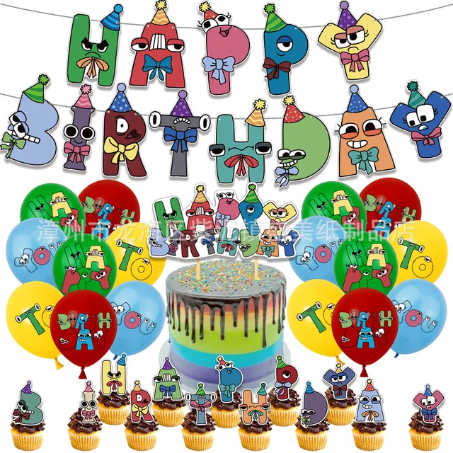 Alphabet Lore Party Decoration Birthday Supplies Banner Cake Topper  Decorative Tool Anime Letters Ballon Colorful Band