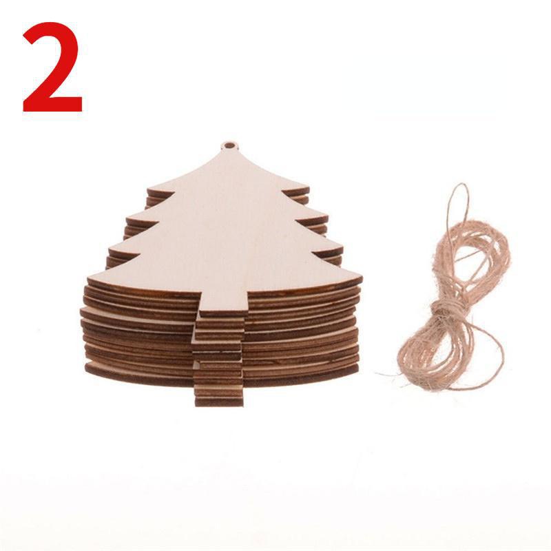 10 Teile/beutel Holz Weihnachtsdekorationen Kreative Weihnachtsbaum Anhänger Urlaub Party Zuhause DIY Dekoration – Detail 2