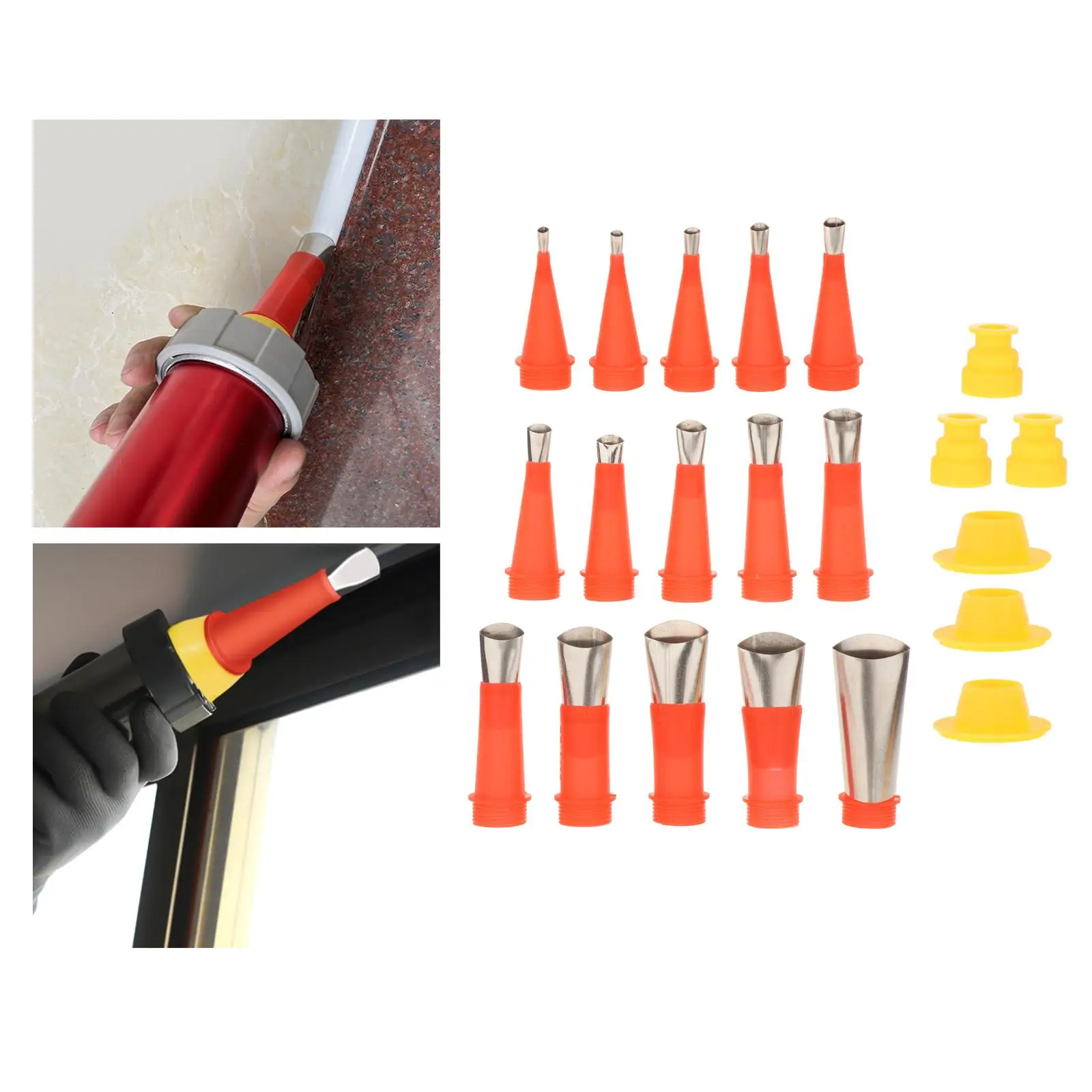 21 Pieces Stainless Steel Caulking Nozzle Tool Set Sealant Caulking Finishing Tool Caulking Finisher Nozzle Kit for Window