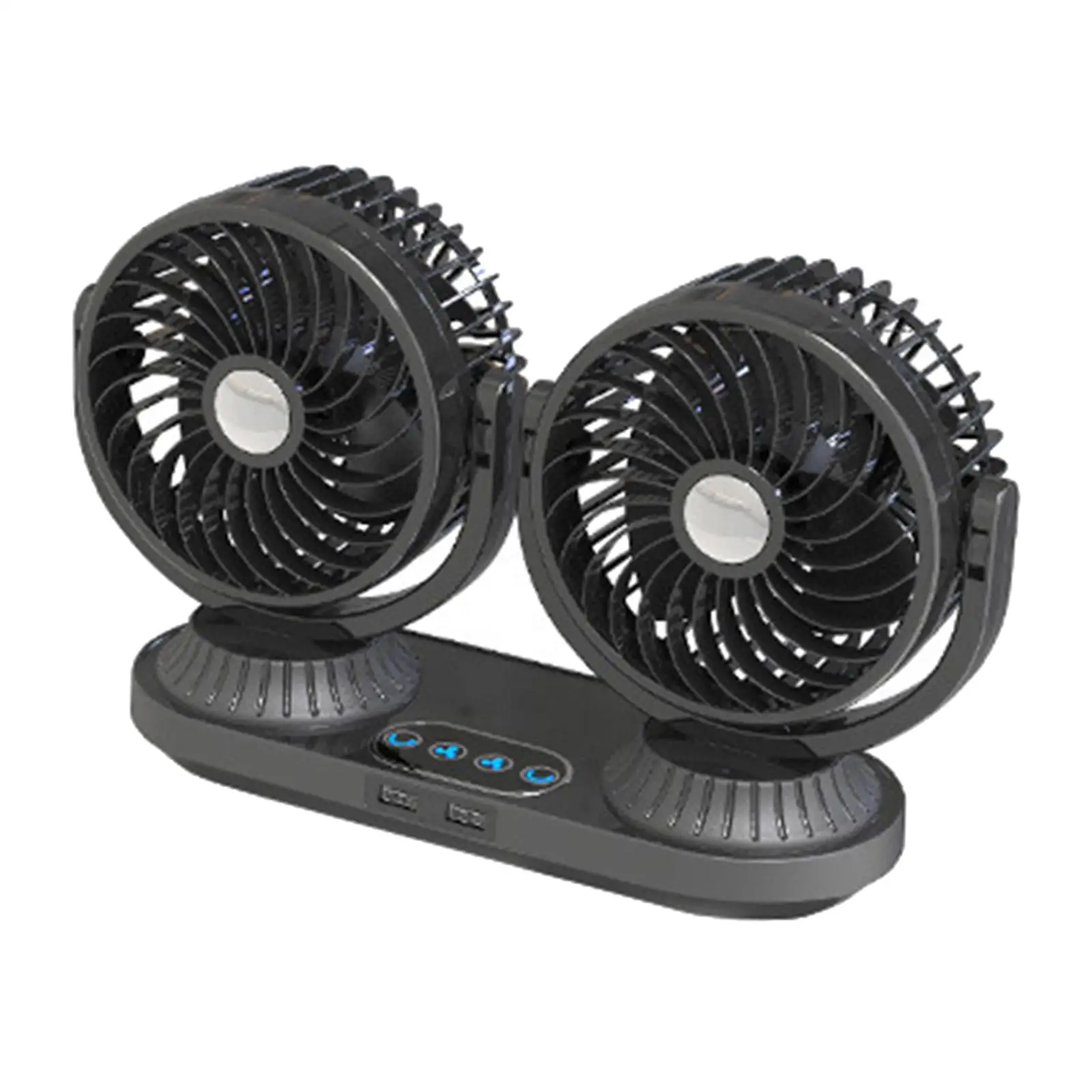 Dual Heads Car Fan for 12V 24V Vehicles 3 Speeds Adjustable Electric 180 up and Down Adjustment 360 Rotatable Auto Cooling Fan