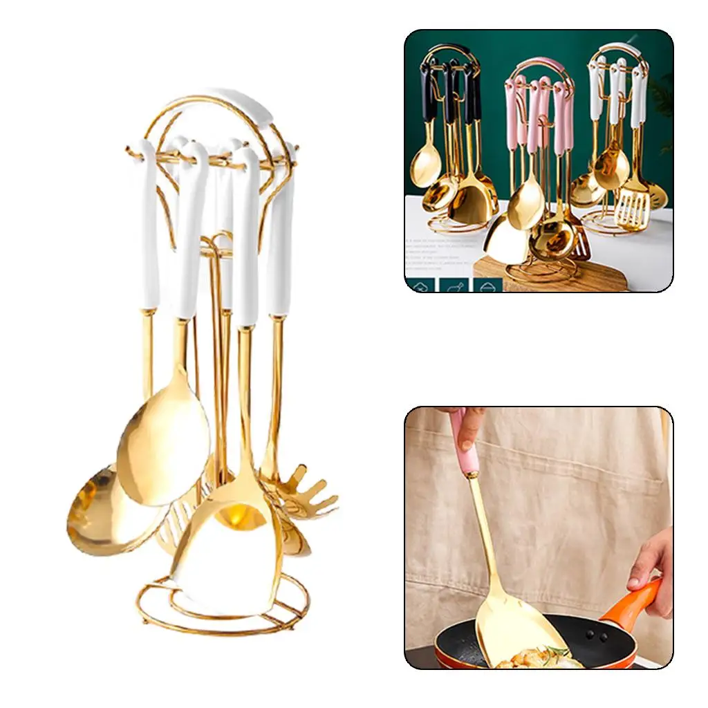 Utensils Set w/ Rotating Rack Kitchen Cooking Gadgets Large Spoon Cookware Utensils Set w/ Rotating Rack Kitchen Cooking Gadgets Large Spoon Cookware