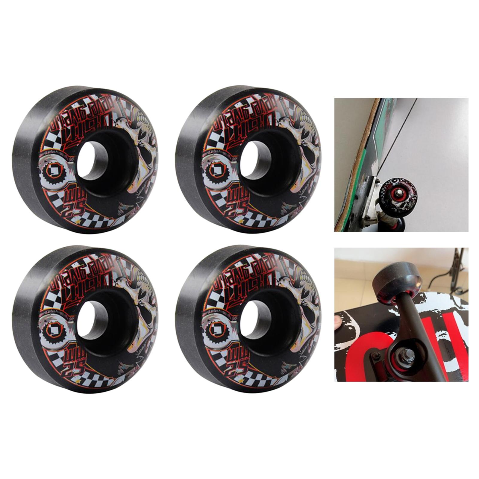 4 Pieces 51D Hardness Skateboard Wheels Outdoor Cruiser Longboard Replacement Wheel Maintain Bearing PU 52mm x 30mm