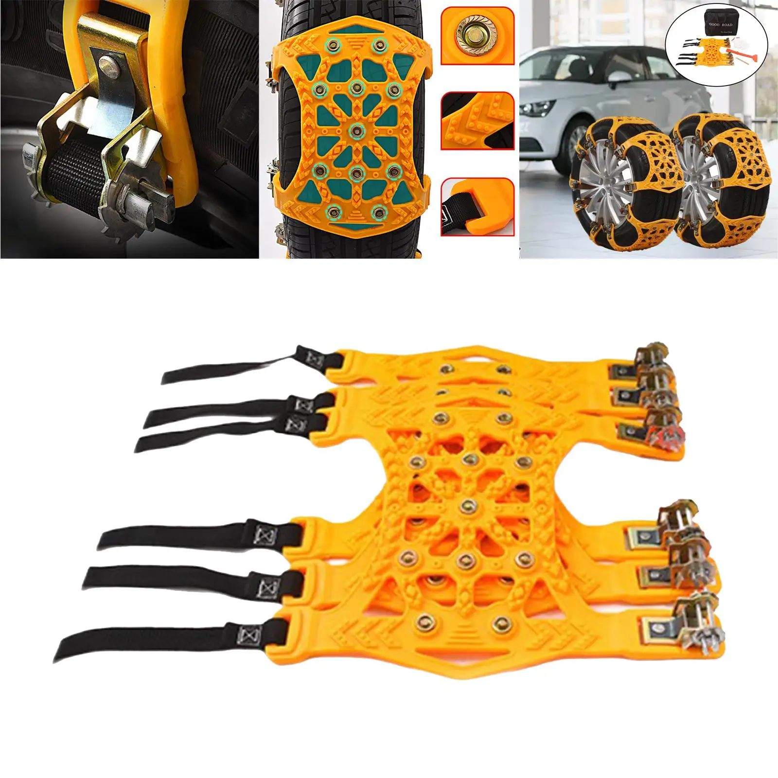 3 Pieces Tire Chains Applicable Tire Width 165-265mm for Emergency Wheel