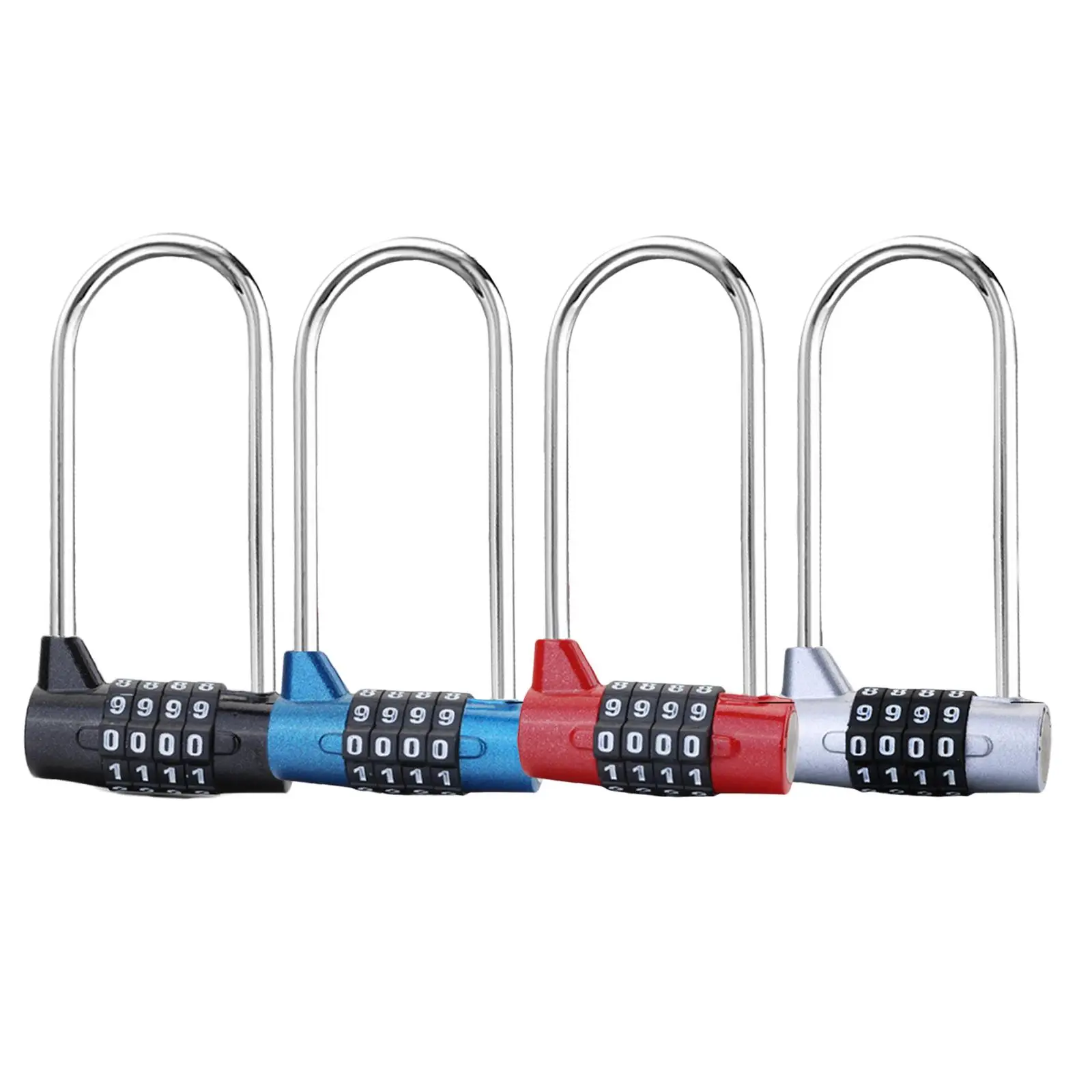 4 Digit Combination Lock Outdoor Safety Lock Lengthened Shackle Lock Resettable Code Pad Lock for Bicycle Hasp Cabinet Fence