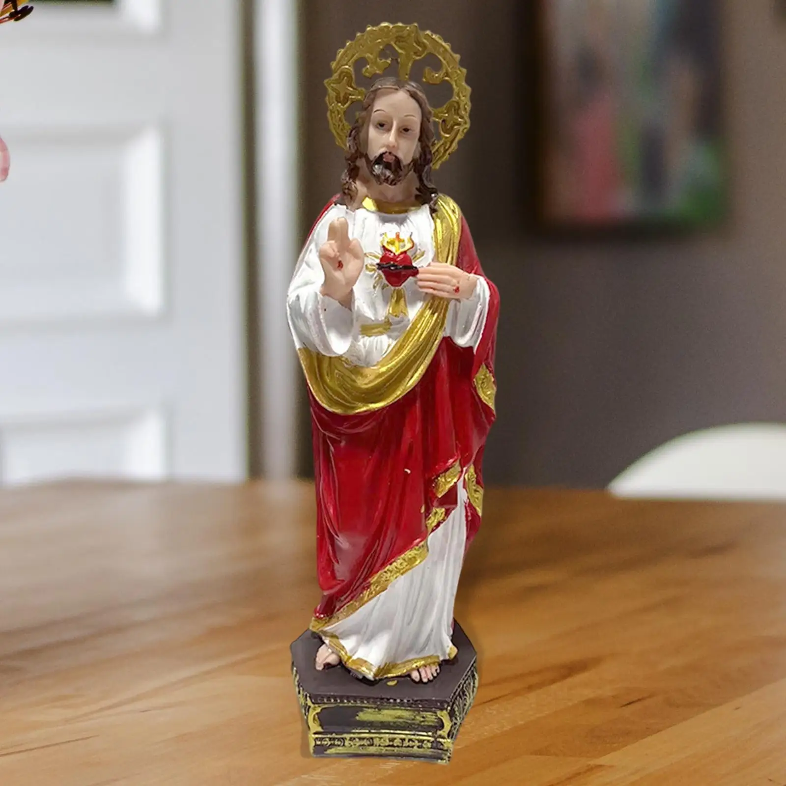  Statue, Sacred Heart Polyresin  Lord Catholic Gifts Collection Crafts Small Figurines for Garden Chapel Ornaments Church Shelf
