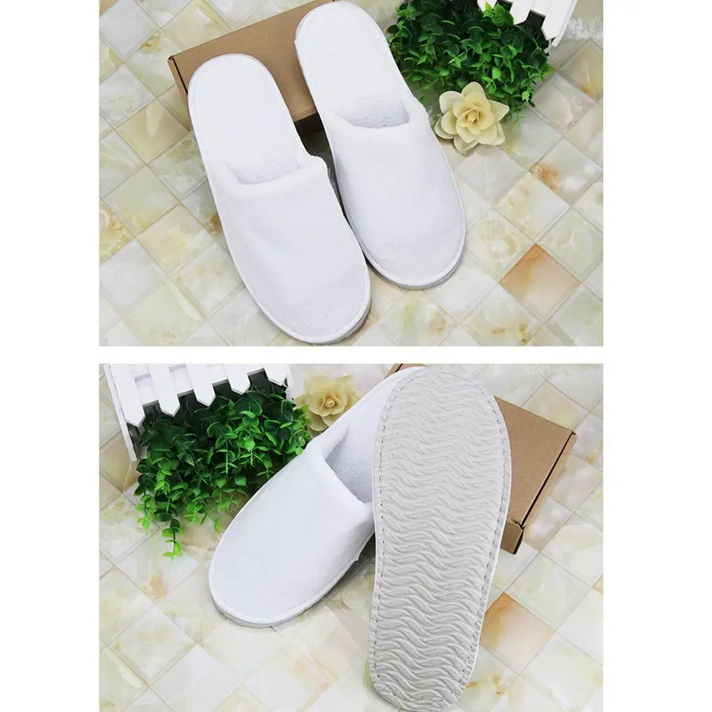 10 Pairs Closed Toe White  Slippers - One  Most Men and Women - for Spa, Party/Home Guest, Hotel and 