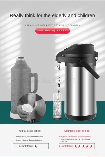 Air Pressure Thermos Domestic Hot Water Bottle Press Pneumatic Type Heat  Insulated Large Capacity Dormitory Household Vacuum Flask - China Pot and  Teapot price