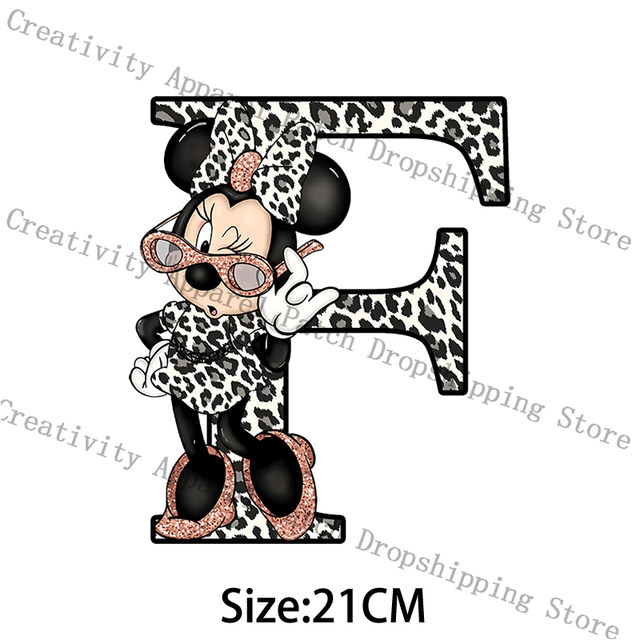 Disney Minnie Mouse A-Z 26 English Letters Iron-on Transfers for Clothing  Brand Patches for Clothes