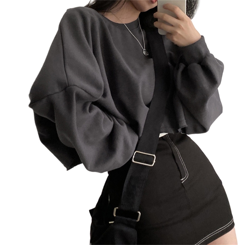 Grey Short Crop Hoodie