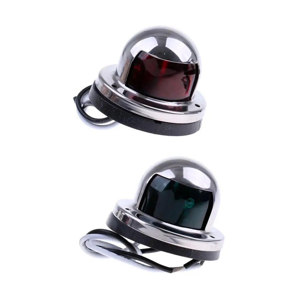1 Pair Marine Boat Yacht  Bow Navigation Side Lights 12V Stainless Steel