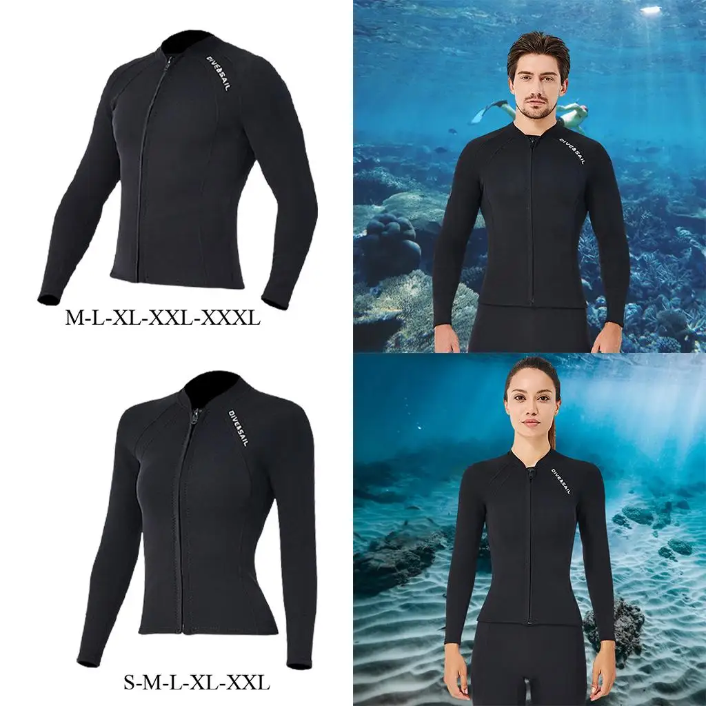 Men Women 2mm Neoprene Wetsuit Long Sleeve Jacket Keep Warm Diving Swimming Surf Scuba Wet Suits Swimsuit Water Sports