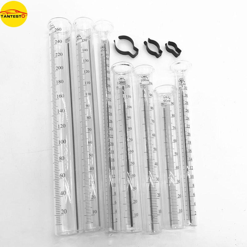 Kostenloser Versand 1PCS 32ml 45ml 90ml 100ml 120ml 150ml 260ml Glas Rohr zylinder Durchfluss Meter Messung für Diesel Test Bank – Detail 1