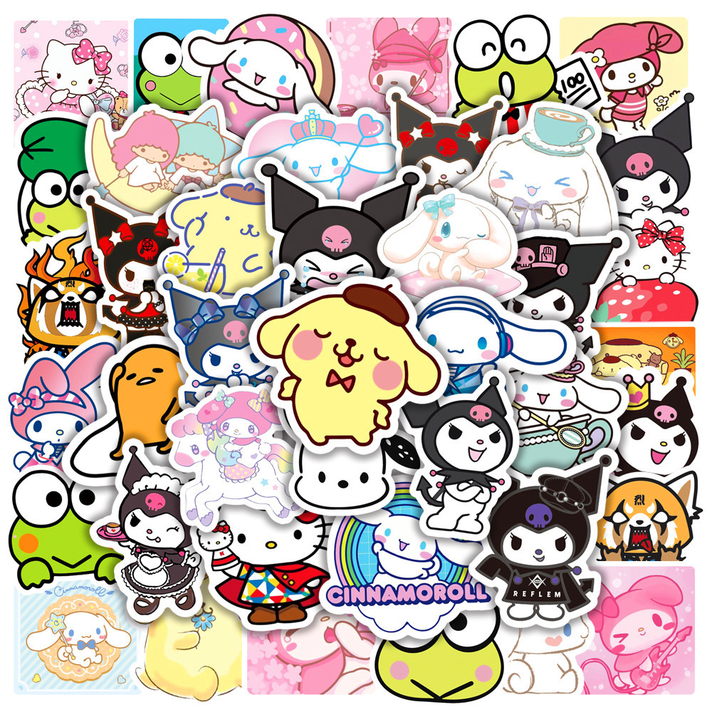 50 шт. Sanrio аниме Моя Мелодия Hello Kitty Kuromi Cinnamoroll Мультяшные  милые наклейки для девочек кавайные аниме наклейки игрушки татуировки  наклейки | AliExpress