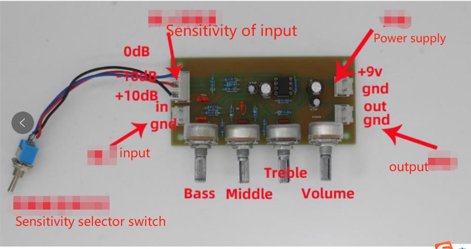 diy manual portátil guitarra placa de circuito de três estágios eq