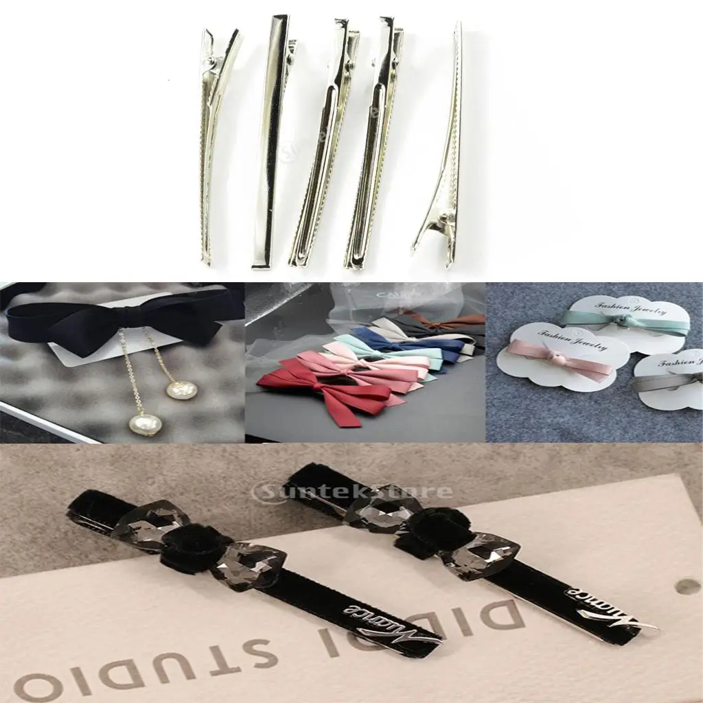 50x 60/80mm Single Prong Metal Alligator Hair Clips Hairpins Bows Hair Clips Hairdressing Salon DIY Accessories