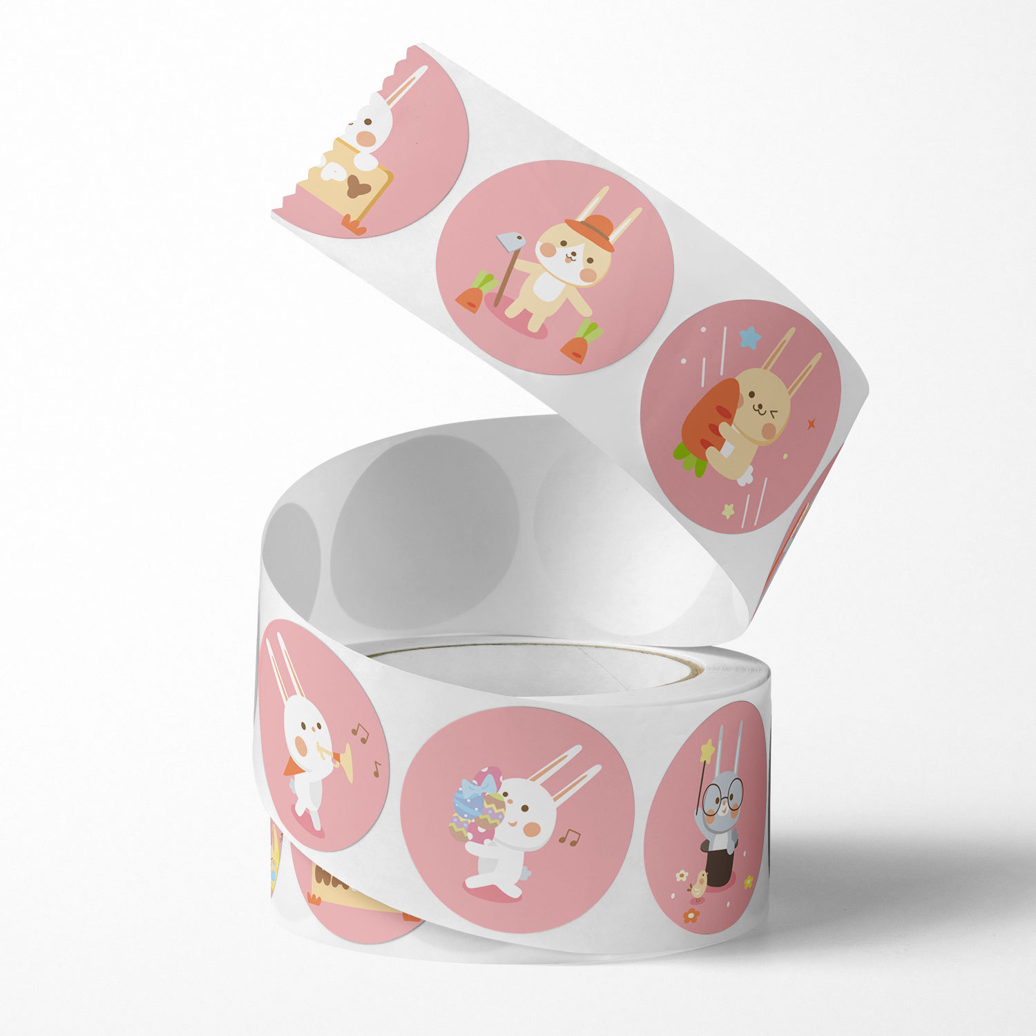 100–500 Stück runde, niedliche Tier-Aufkleber mit rosa Kaninchen, Party-Aufkleber, selbstklebend, DIY-Siegelaufkleber, dekorative Aufkleber für Album, Tagebuch, Cartoon-Etiketten, Dekor – Detail 3