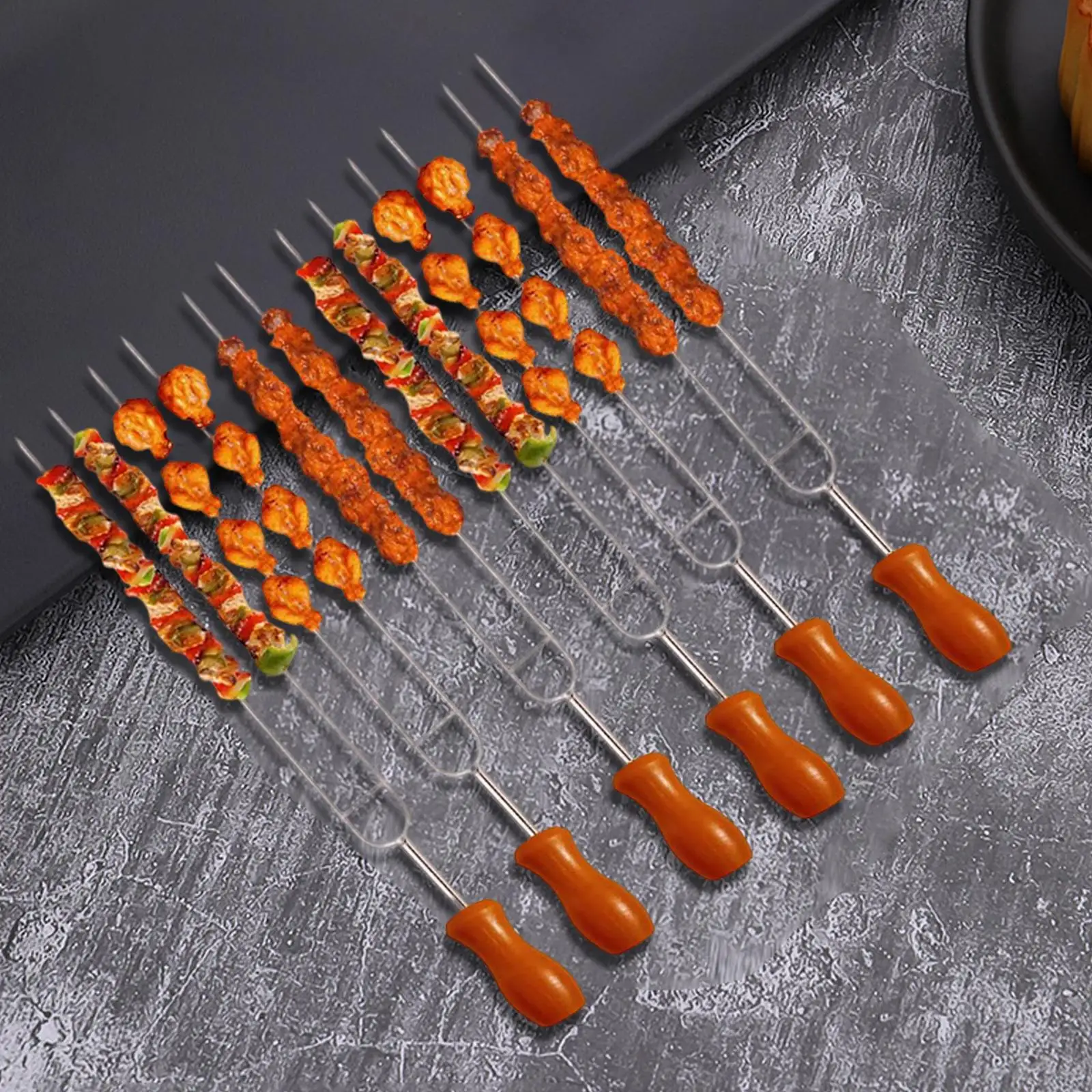 6x Roasting Sticks BBQ Skewers Barbecue Forks Camping Long Fork for Outdoor