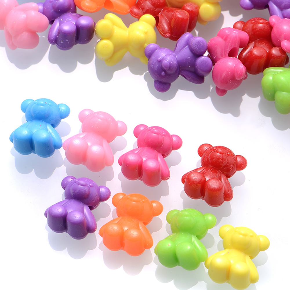 30 teile/los Mix Farbe Nette Bär Form Acryl Perlen 18x15,5mm Lose Spacer Perlen Für Schmuck Machen zubehör DIY Ornament – Detail 4