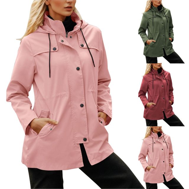 Veste De Pluie Femme Imperméable Et Coupe-Vent - Léger, Respirant - Capuche - Pour Randonnée, Voyage
