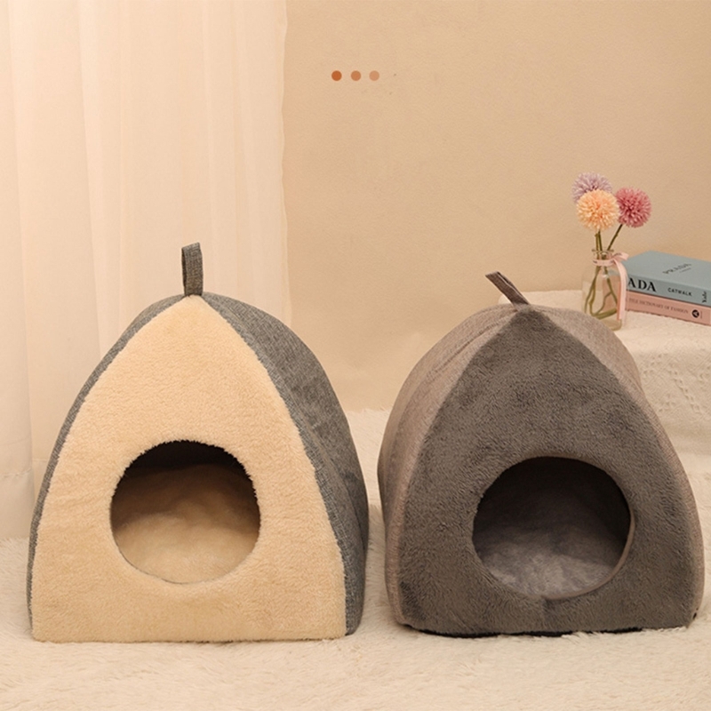 Title 2, Pet Warm Bed House Soft Indoor Semi-closed Cave...