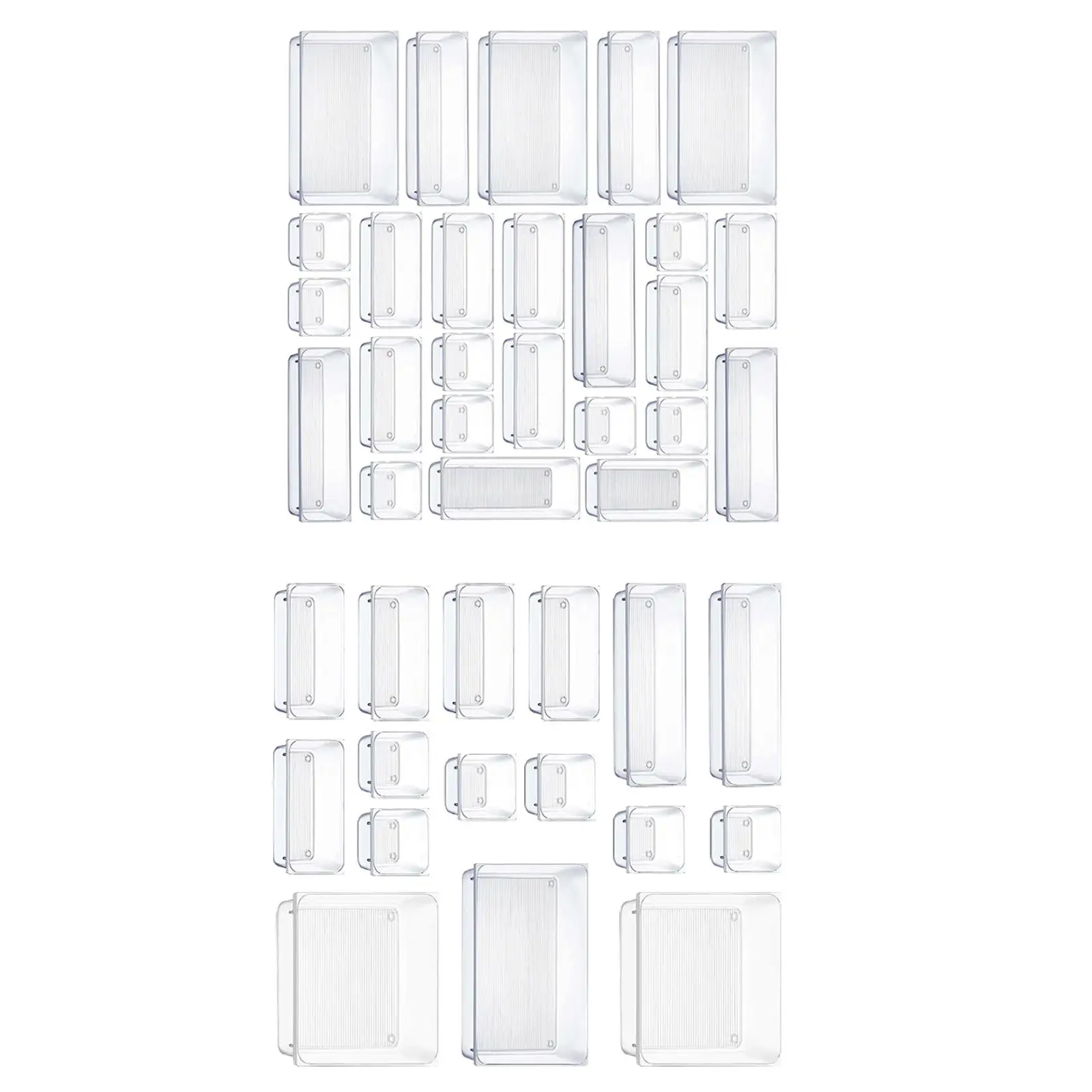 Transparent Desk Drawer Organizer with Non Slip Silicone Pads Divider Container Drawer Organizers Set for Bathroom