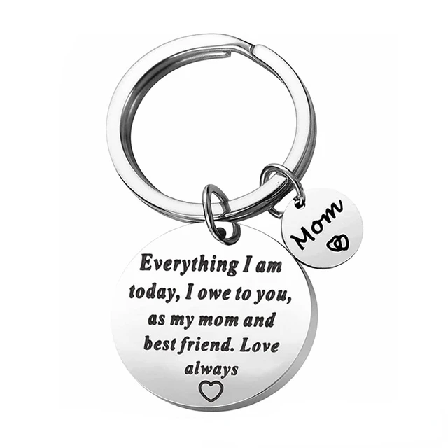SKYCARPER Mother Day Keychain,Mom Birthday Gifts from Daughter Keychain-As My Mom and Best Friend,Love Always, Adult Unisex, Stainless