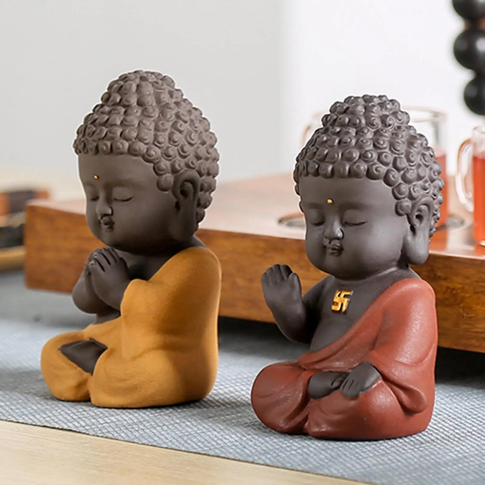 Tea Pet Tathagata Ceramic Sculptures Decoration Handmade Buddha for Office