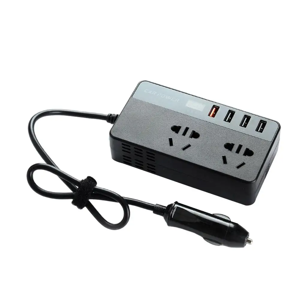 Car Inverter 4 USB Ports Car Plug Converter USB QC3.0 for Car Jump 