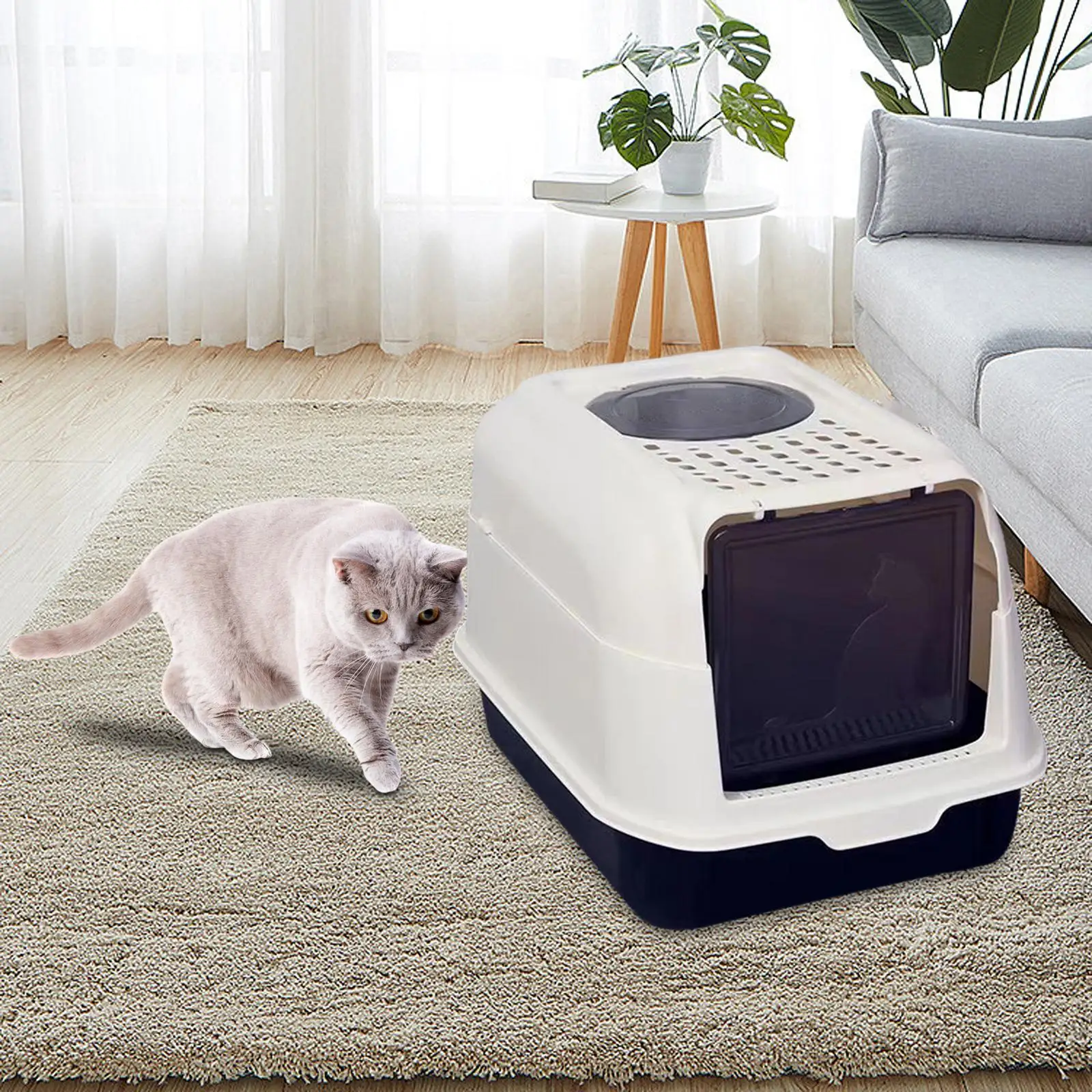 Enclosed Cat Litter Box Kitten Litter Box Covered Cat Litter Tray Anti Large Litter open Top for Pets Small Kitty Dog